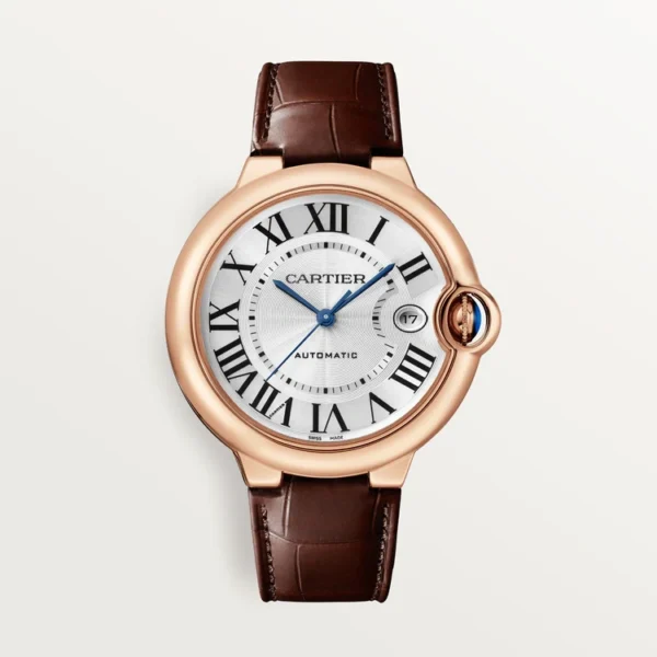 BALLON BLEU DE CARTIER WATCH 40 mm, automatic movement, 18K Rose gold, leather