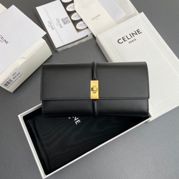 CELINE 16 Large Wallet in Shiny Calf Leather - Image 2