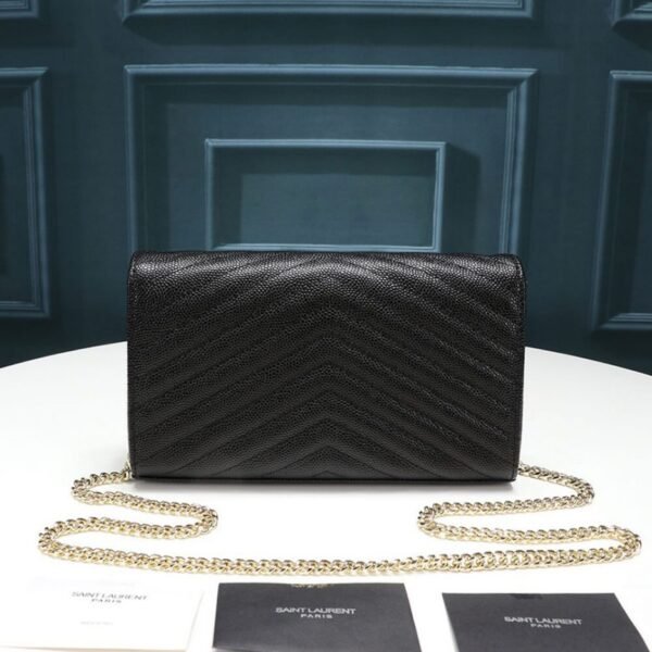 Saint Laurent Chain-strap YSL-plaque grained-leather wallet - Image 3