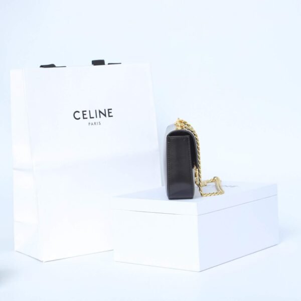 CELINE CLAUDE shiny cowhide leather chain shoulder bag - Image 3