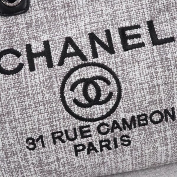 CHANEL Woven Straw Raffia Striped Medium Deauville Tote - Image 6