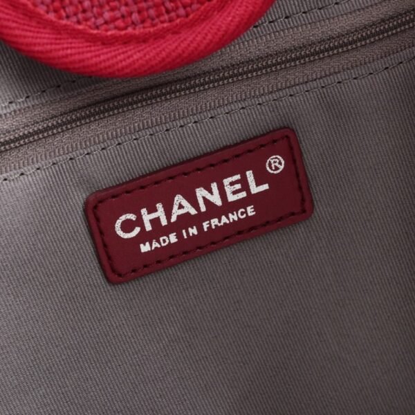 CHANEL Woven Straw Raffia Striped Medium Deauville Tote - Image 7