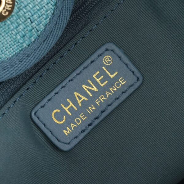 CHANEL Woven Straw Raffia Striped Medium Deauville Tote - Image 7