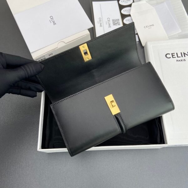 CELINE 16 Large Wallet in Shiny Calf Leather - Image 7