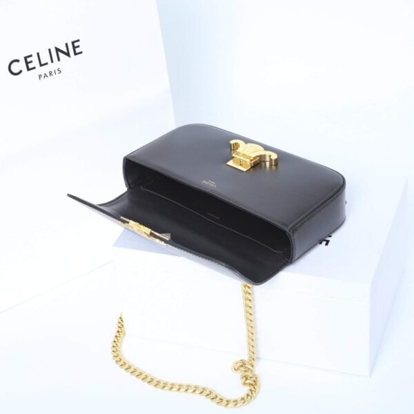 CELINE CLAUDE shiny cowhide leather chain shoulder bag - Image 8