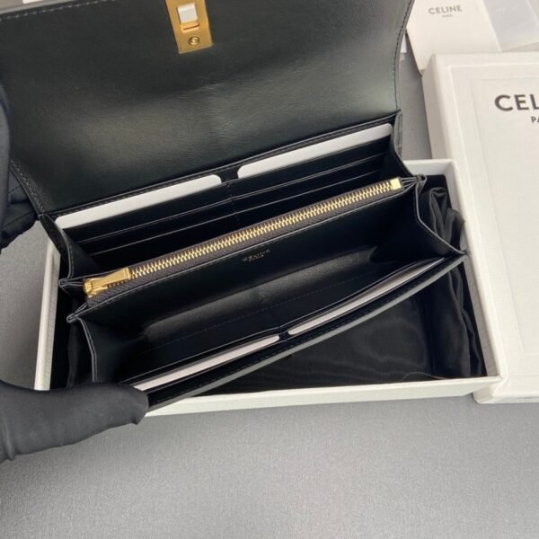 CELINE 16 Large Wallet in Shiny Calf Leather - Image 8